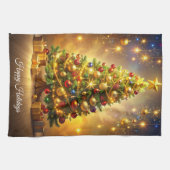 Geschmückte Weihnachtsbaumküche Geschirrtuch (Horizontal)