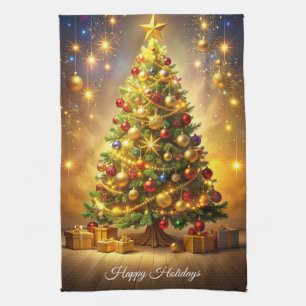 Geschmückte Weihnachtsbaumküche Geschirrtuch