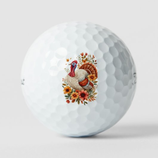 Geschmückter Erntedank-Truthahn Golfball (Vorderseite)