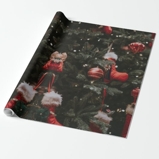 Geschmückter Weihnachtsbaum Geschenkpapier (Ungerollt)