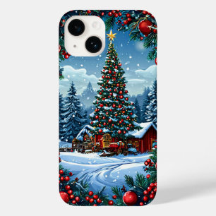 Geschmückter Weihnachtsbaum in schneelandschaft Case-Mate iPhone 14 Hülle