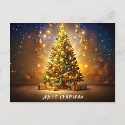 Geschmückter Weihnachtsbaum Postkarte (Vorderseite)
