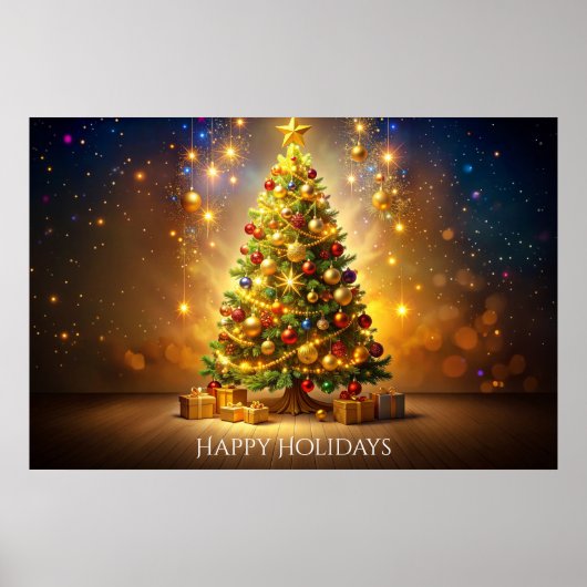 Geschmücktes Weihnachtsbaum-Plakat Poster (Vorne)