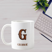 Geschmücktes westliches Lederinitial-Monogramm G Kaffeetasse