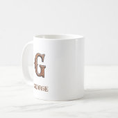 Geschmücktes westliches Lederinitial-Monogramm G Kaffeetasse (Vorderseite Links)
