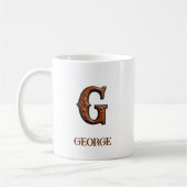 Geschmücktes westliches Lederinitial-Monogramm G Kaffeetasse (Links)