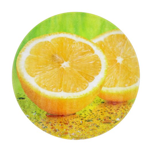 geschnitten Zitronen und Wassertropfen Schneidplat Schneidebrett (Vorderseite)