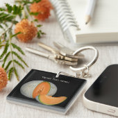 Geschnittene Kantalupen-Melone Schlüsselanhänger (Vorderseite rechts)