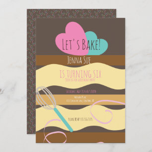 geschnittener Kuchen zum Geburtstag Rosa Sprinklen Einladung