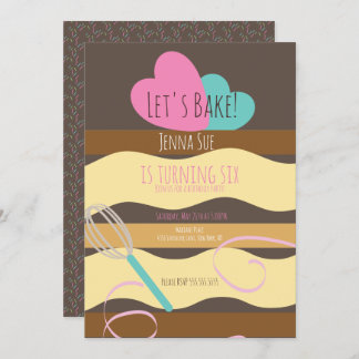 geschnittener Kuchen zum Geburtstag Rosa Sprinklen Einladung