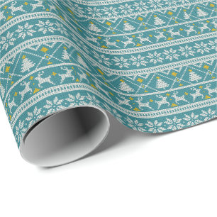 Geschnittenes Elegant Blau Frohe Weihnachtstürkis Geschenkpapier