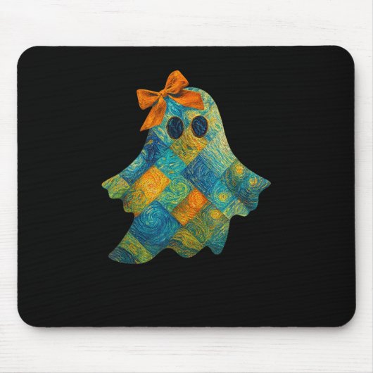 Geschnittenes Ghost mit Orangenbogendesign Mousepad (Vorne)