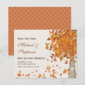 Geschnitzte Anfangsbuchstaben Baum Herbst Save-the Save The Date (Vorne/Hinten)
