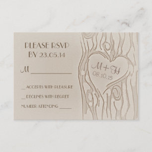 geschnitzte Baum-Rustical-Hochzeits-RSVP-Karten RSVP Karte