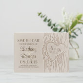 geschnitzte Baum-Rustical-Save-the-Date-Karten Save The Date (Stehend Vorderseite)
