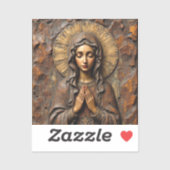 Geschnitzte Hingabe Holz-Maria Aufkleber (Blatt)