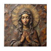 Geschnitzte Hingabe Holz-Maria Fliese (Vorderseite)