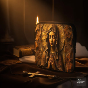 Geschnitzte Hingabe Holz-Maria Laptopschutzhülle