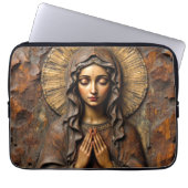 Geschnitzte Hingabe Holz-Maria Laptopschutzhülle (Vorderseite)
