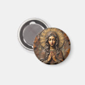 Geschnitzte Hingabe Holz-Maria Magnet (Vorderseite/Rückseite)