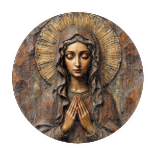 Geschnitzte Hingabe Holz-Maria Schneidebrett