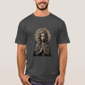 Geschnitzte Hingabe Holz-Maria T-Shirt (Vorderseite)