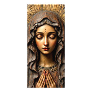 Geschnitzte Hingabe Holz-Maria Werbekarte