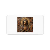 Geschnitzte Hingabe Holzmadonna Adressaufkleber (Vorne)