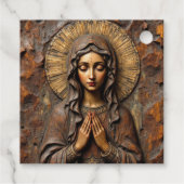 Geschnitzte Hingabe Holzmadonna Geschenkanhänger (Rückseite)