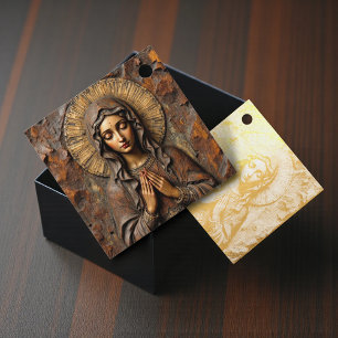 Geschnitzte Hingabe Holzmadonna Geschenkanhänger