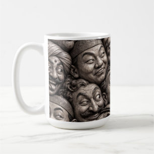 Geschnitzte Holzgesichter Vintage Boho Muster Kaffeetasse