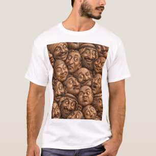 Geschnitzte Holzgesichter Vintage Boho Muster T-Shirt