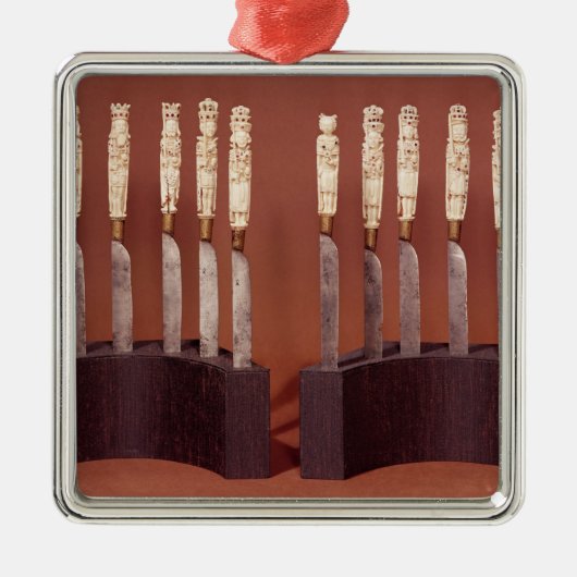 Geschnitzte Messer-Griffe, die englische Monarchen Silbernes Ornament (Vorne)