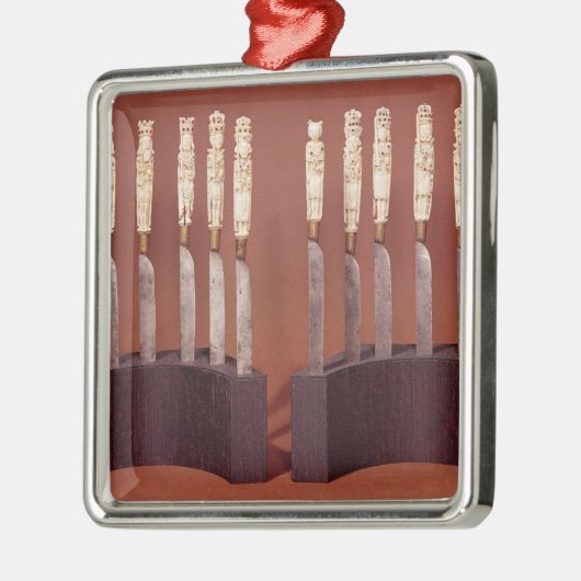 Geschnitzte Messer-Griffe, die englische Monarchen Silbernes Ornament (Links)