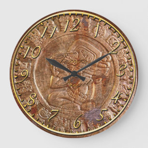 Geschnitzte Metallaztekische mexikanische Große Wanduhr