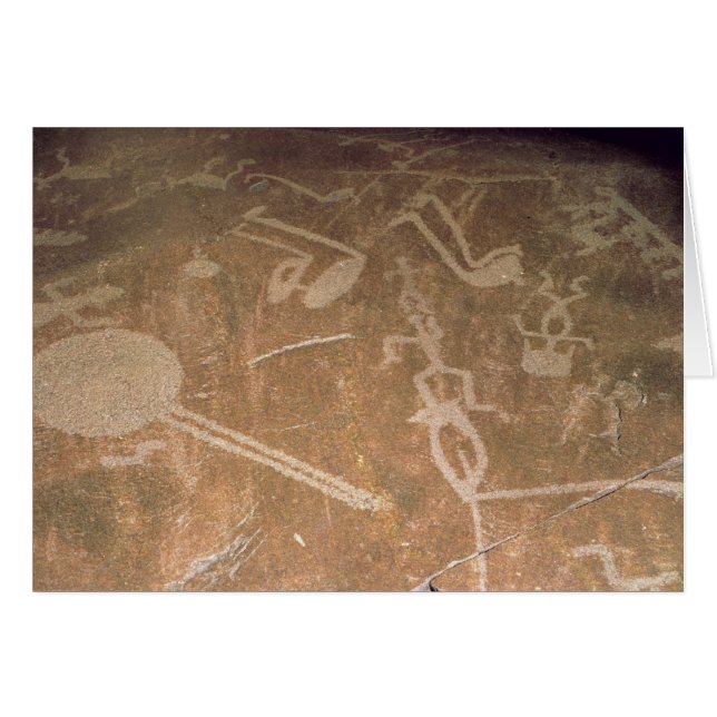 Geschnitzte Petroglyphe, die Zahlen darstellt (Vorderseite (Horizontal))