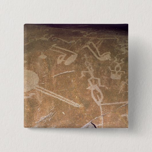 Geschnitzte Petroglyphe, die Zahlen darstellt Button (Vorderseite)