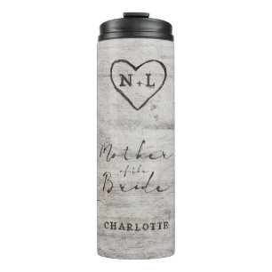 Geschnitzte Sweethearts Monogramm Mutter der Braut Thermosbecher