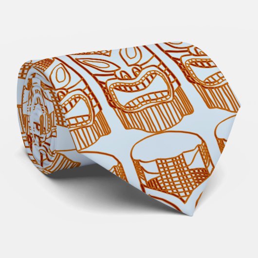 Geschnitzte Tiki Skulptur Thunder_Cove Krawatte (Gerollt)