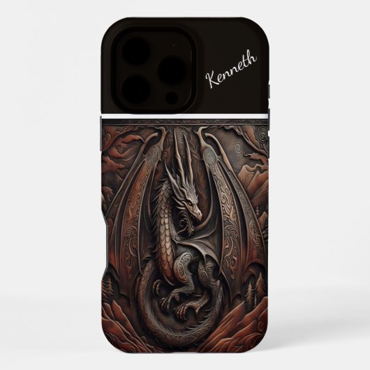 Geschnitzter Bergdrache iPhone Hülle (Rückseite)