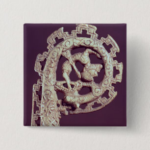 Geschnitzter Griff des Hakens eines Bischofs, Button