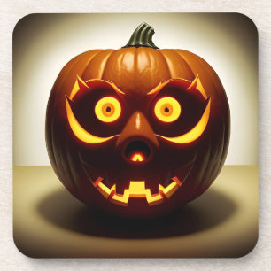 Geschnitzter Halloween-Kürbis Getränkeuntersetzer
