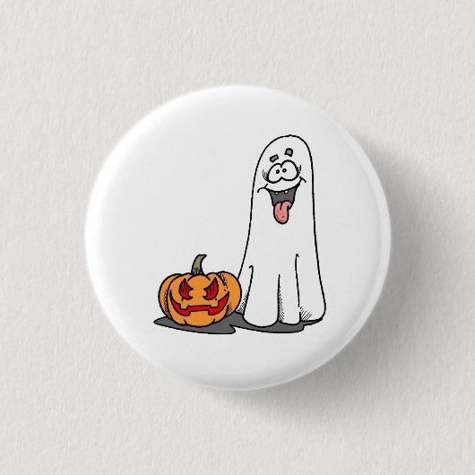 Geschnitzter Kürbis Dummer Geist Jack O'Lantern Button (Vorderseite)