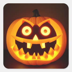 Geschnitzter Kürbis Jack O Lantern Halloween Quadratischer Aufkleber