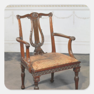 Geschnitzter Lyre-zurückstuhl, vorbei geliefert Quadratischer Aufkleber