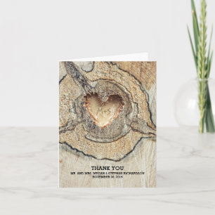 Geschnitztes Herz Rustikaler Baum Holz Hochzeit Da Dankeskarte