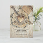 Geschnitztes hölzernes Herz-rustikales Einladung (Stehend Vorderseite)