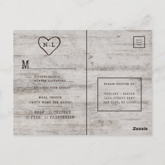 Geschnitztes Schatz-rustikales Postkarte (Rückseite)