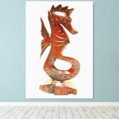 geschnitztes Seepferd aus geschnitztem Holz Leinwanddruck (Insitu (Holzboden))