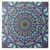 Geschnürtes Muster Boho Türkises Mandala Fliese (Vorderseite)